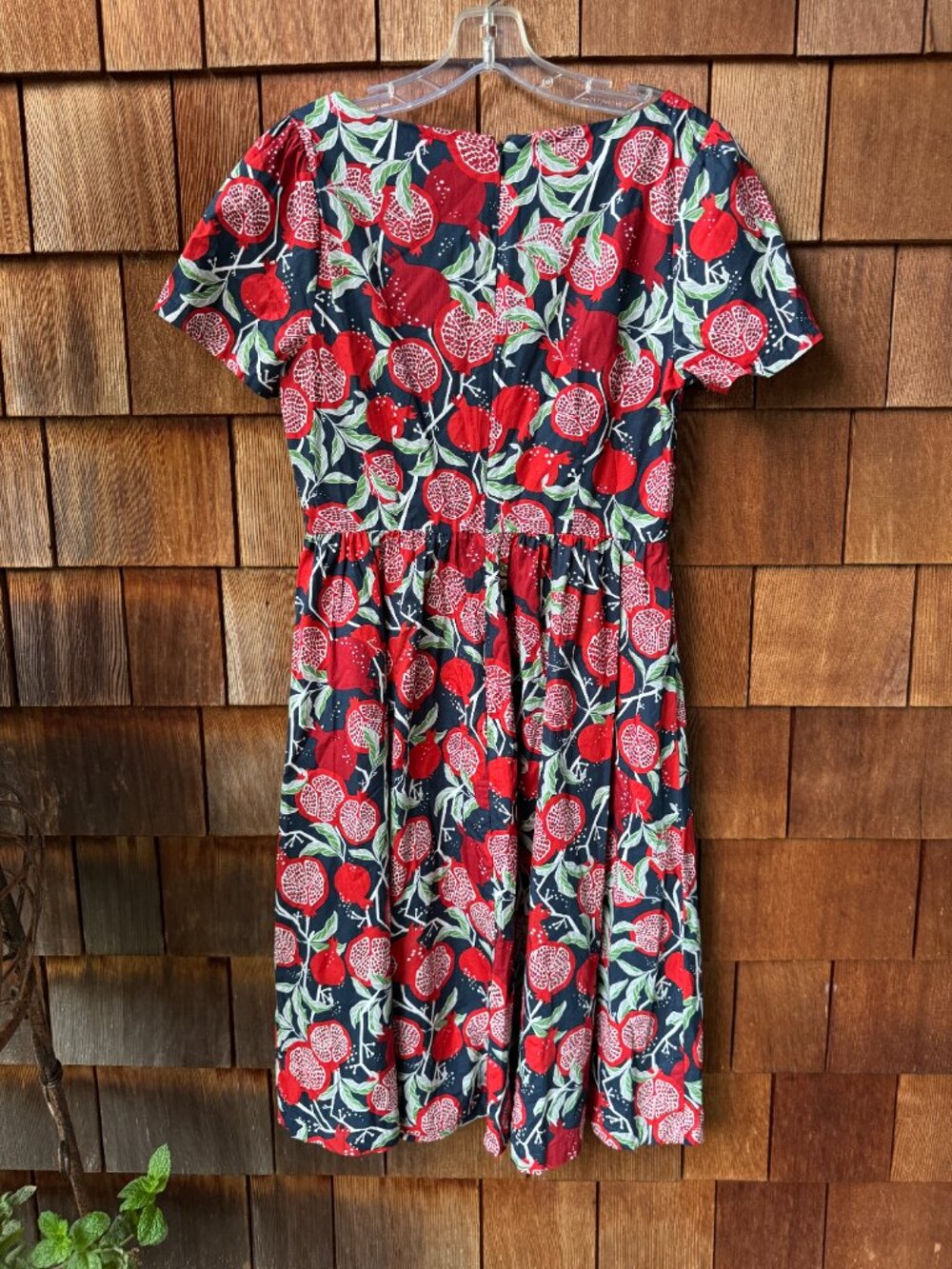 ModCloth Button Front Pomegranate Print Short Sleeve Fit & Flare - Women's 6 - Picture 7 of 11